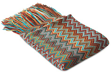 Galatée Sofadecke, gestrickt, Fransen, Überwurf, Fischgrätenmuster, super weich, für Ihr Zuhause, Schlafzimmer, Sofa, Camping, 130 x 160 cm, Rot