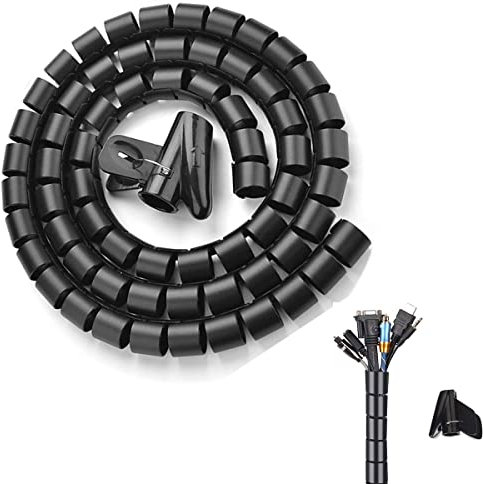 Spirale Avvolgi Cavo Flessibile, 3M Guaina per Cavi Flessibile, Raccogli Cavi, Raccogli Spiralato, con Fermaglio Guidafilo per Organizzare Cavi Di Tv, Computer, Home Theatre(∅0.87)