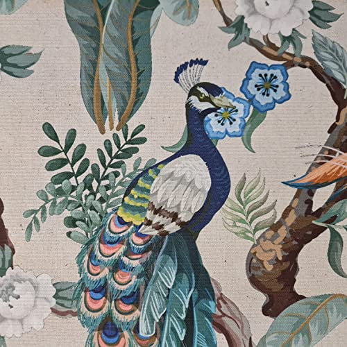 Stoff Baumwolle Meterware Dekostoff Vögel Pflanzen Pfau Fotodruck viktorianisch Vorhangstoff