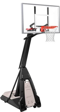 Spalding - The Beast Basketballkorb - Farbe Schwarz/Weiß/Orange- Basketballkorb - Größe 60'' - Glasplatte - Höhenverstellbar - Tragbar - PRO Image Abreißkante inklusive