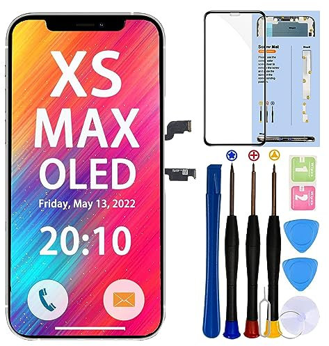 SIMDOG Ersatz-Display für iPhone Xs Max, 3D-Touch-Digitizer-Montage mit OLED-Displayschutzfolie und Reparaturwerkzeug, kompatibel mit iPhone Xs Max 16.5 cm (6.5 Zoll), Modell A1921, A2103, A2104)