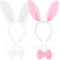 XINCHEN 2 stücke Hasenohren Haarreif, Hasenohren Haarreif Plüsch, Ostern Hasenohren Haarreifen, für Kinder Geschenke Karneval Ostern Party Kinder Erwachsene(Weiß Rosa)