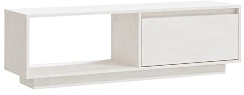 vidaXL Massivholz Kiefer TV Schrank Lowboard TV Möbel Tisch Board Sideboard Fernsehtisch Fernsehschrank HiFi-Schrank Wohnzimmer Weiß 110x30x33,5cm
