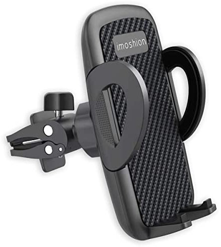 iMoshion Handyhalterung Auto Carbon – 360° drehbar & Automatik-System für alle Smartphones (4,7–7 Zoll) – Universelle Lüftungsgripper-Halterung (Schwarz)