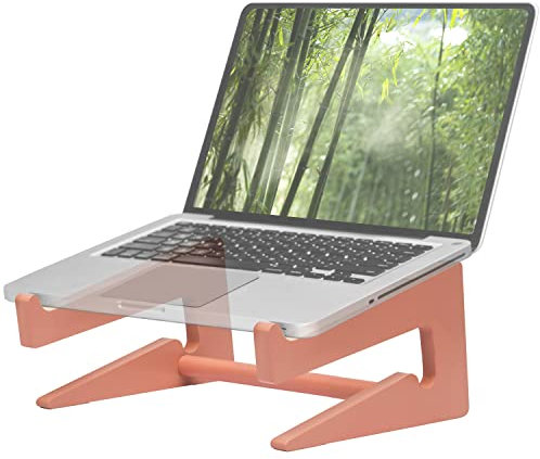 Konsol Laptop Ständer aus Holz, ergonomische universal Halterung für Notebook Erhöhung, kompatibel für 10-15 Zoll, Laptop Halterung Schreibtisch, vertikaler Laptop Stand (Rot)