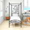 ARFARLY Himmelbett Bettgestell Doppelbett Metallbett Bettrahmen Lattenrost Schlafzimmerbett Schlafzimmermöbel Ehebett Schwarz 90x200cm