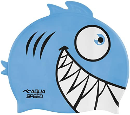 Aqua Speed Piranha Badekappe | Kinder | Lustige Schwimmkappe | Bademütze | Badehaube | Schwimmmütze | Sport | Schwimmen | Silikon, Farbe:Piranha-02