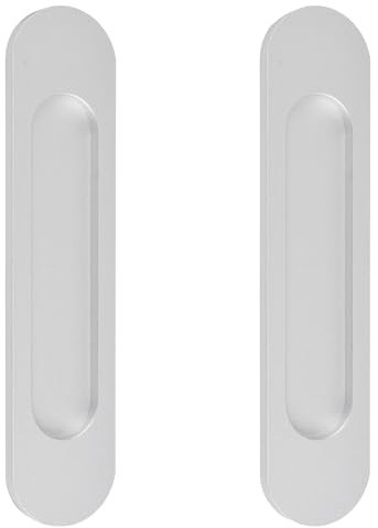 MOROBOR 18CM Self-Stick Oval Sliding Door Pulls, 2pcs Silver Aluminum Alloy Flush Pull Punch-Free Handle for Sliding Barn Door Windows Cabinets