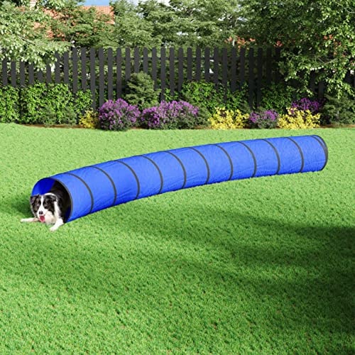 Tidyard Hundetunnel, Agility Set Hunde, krabbeltunnel, Hundehöhle für Große Hunde, Blau Ø 55x500 cm Polyester