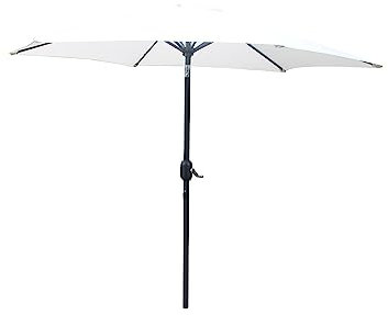 CONCEPT USINE | Parasol Droit Rond Inclinable Ø 2,5 m Come Écru | Baleines Armatures Alu & Acier | Toile 100% Polyester | Idéal Jardin Terrasse Piscine Balcon | Protection UV, Imperméable | Résistant