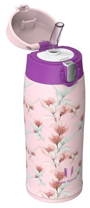 Super Sparrow Edelstahl Trinkflasche mit Strohhalm, Trinkbecher - 350ml - BPA Frei, Auslaufsicher Trinkflaschen kinder, Wasserflasche für Sport, Reisen, Schule