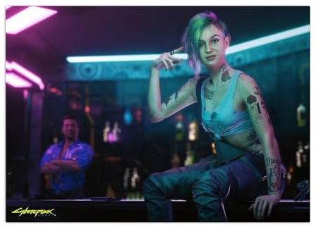 Displate Offiziell Cyberpunk 2077 MetallPoster Magnetische Befestigung Inklusive Lizenziert Bilder Hochwertiges Poster Judy Alvarez 67.5 cm x 48 cm