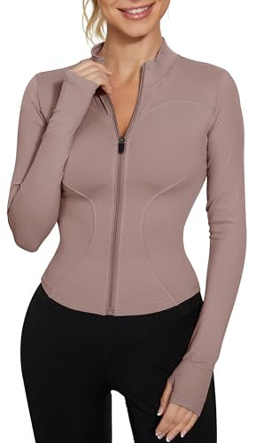 IECCP T Shirt Damen Sport Crop Top Langarm Sportshirt Yoga Fitness Oberteile Leicht Laufshirt Trainingsshirt Running Tops mit Daumenlöcher Haiyueyan M