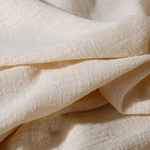 Wambere 100cm x 130cm Stoffe Stoff aus Baumwolle und Leinen,Dünner Leinenstoff,Stoff Fabric Meterware,Fabric zum Nähen,Dekostoff für DIY Basteln Kleidungsdekoration Tischdekoration,Beige