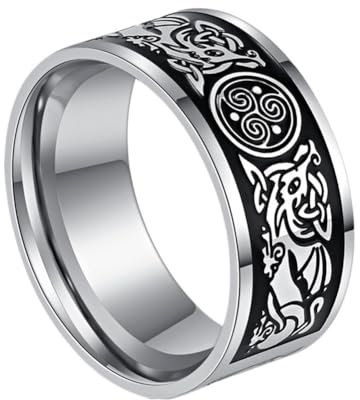 Viking Celtic Triskele Triple Spiral Ring Für Männer Frauen - Nordic Celtic Triquetra Knot Edelstahlring - Handgemachte Mode Hip Hop Statement Ehering Schmuck(Silver_10)