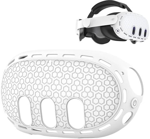 LICHIFIT Funda protectora de silicona para auriculares Meta Quest 3 VR, funda protectora antideslizante, accesorios color blanco