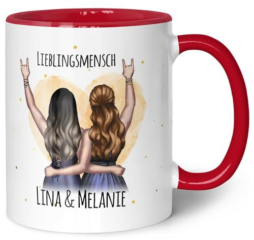 GRAVURZEILE Tazza stampata con configurazione – Migliore Amica – Motivo completamente personalizzabile da personalizzare – Regalo personale per le amiche – Colore: rosso