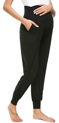 Pantalon de maternité baggy pour les femmes enceintes, pyjama, pantalon de jogging, pantalon long, pantalon de yoga pour femme, Noir , XXL