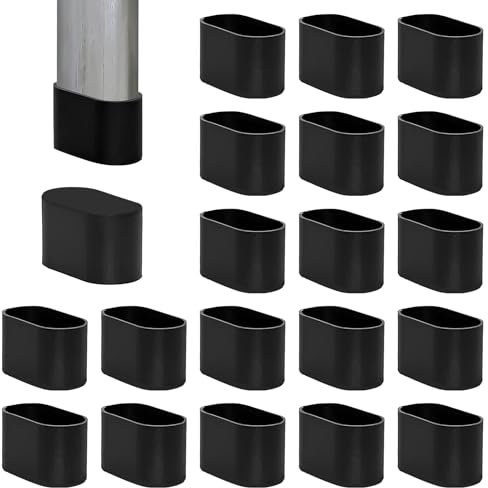 THETAG Patins Ovale de Pieds de Chaise, Protection pour Pieds de Chaise Couvre Pieds de Chaise Meubles en Caoutchouc Protege Pied de Chaise Embout Pied de Chaise, Noir (Noir, 30x15mm)