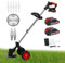21V Cordlless Strimmer with Wheels | Telescopic Handle Weed Eater with 2 Batteries 2000mAH&3 Types Blades | Lawn Edge Cutter for Garden Lawn Black