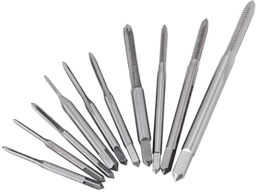 10 Stück Gewindebohrer Set, Gewindeschneider und Gewindebohrer M1 bis M3.5 für Feingewinde, Micro Taps Set und Fertigschneider Maschinengewindebohrer Drahtgewindebohrer Gewindebohrer