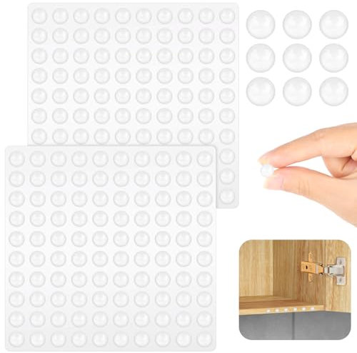 200PCS Transparentes Almohadilla Topes, 8 x 3mm Topes Elásticos Transparentes, Tope Protector Adhesivo, Topes Adhesivos Transparentes, para Muebles, Puertas, Ventanas, Cajones, Armarios, Teclados