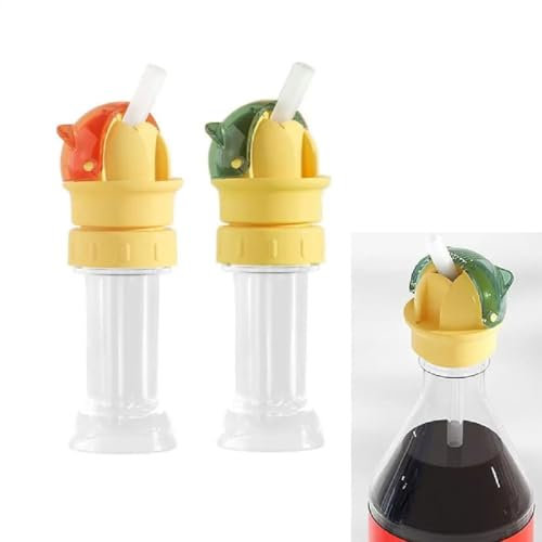 GUSHE 2Pcs Wiederverwendbarer Trinkflaschendeckel für Kinder, Trinkflaschen-Deckel mit Strohhalm Kinder, Auslaufsicher Trinkflaschen-Strohhalmverschluss, Kinder Strohhalmbezug für Wasserflaschen