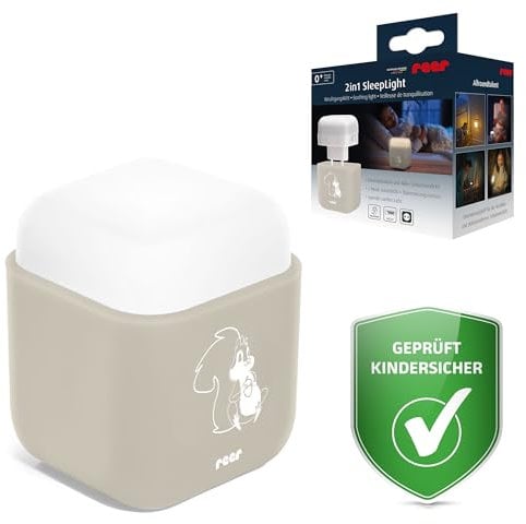reer SleepLight 2in1 | Nachtlicht für die Steckdose und mit Akkubetrieb| On-Off- und Sensor-Modus | Stimmungslicht für Kinder | Creme
