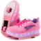 WOHS Turnschuhe mit Zwei Rädern und LED-Leuchten. Wiederaufladbar, 16 Lichteffekte. Automatisches Hinterrad. Rosa/Flieder. Größe 34