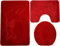 Ilkadim Export 3-teiliges Badset WC Delphin Muster einfarbig, Badteppich 55x85cm, WC-Vorleger mit Ausschnitt für Stand-WC (Rot)