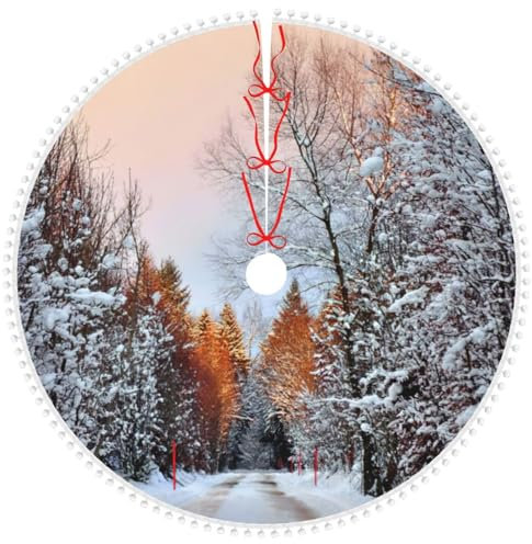 Weihnachtsbaumdecke mit Pompon, geeignet für Weihnachtsbaumdecke mit Bommel, 122 cm, Baummattenabdeckung