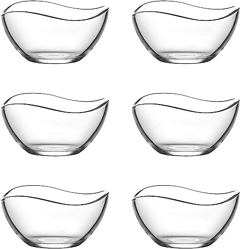 EISIA Lot de 6 saladiers en verre 310 ml, bol petit dejeuner, saladier, coupe a glace, bol en verre, snacks