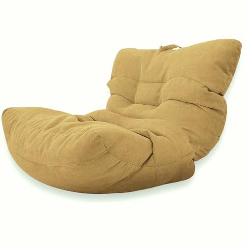 Aiire Relaxo Sitzsack XXL für Kuschelecke - Bean Bag Design mit Füllung - Riesen Sitzsäcke Erwachsene, Sitz Sack Flauschig - Bodenkissen Grob, Bodenstuhl, Bodensessel Gelb