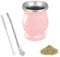 Set Mate, Juego de Mate, Taza de Mate de Acero Inoxidable, Juego de Mate, con Pajita y Cepillo de Limpieza, para Uso Doméstico, en Restaurantes y Hoteles, para Mate, Café, Rosa