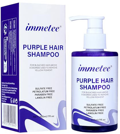 immetee Shampoo Viola,Rimuove i toni biondi dei capelli, Neutralizza efficacemente i toni gialli, Shampoo tonificante per mantenere l'effetto del colore dei capelli tinti 200ml