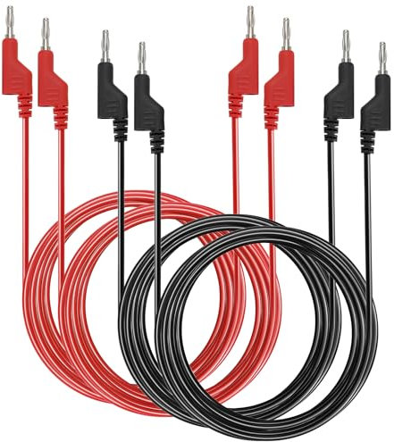 IGNPION 4pcs 2paires 4mm Câble de test en silicone souple banane à fiche banane pour multimètre longueur de 2M,1000V/15A