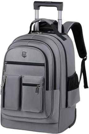 perfeclan Sac à Dos de Voyage à roulettes, Sac à Dos d'ordinateur, Sac à Dos de Voyage, Porte-Documents à roulettes pour Ordinateur Portable, pour Femmes et, Gris