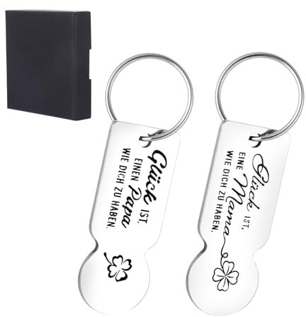 ChauLanBow Geschenke für Papa und Mama Einkaufschip Schlüsselanhänger, Einkaufswagenchip, Einkaufswagenlöser Metall, Schlüsselanhänger Glücksbringer, Geeignet als Geschenk zum Vatertag und Muttertag