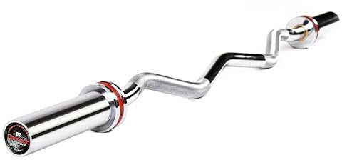 Diamond Olympische Hantelstange EZ Curl 【Ø50 mm für Olympische Hantelscheiben】 Länge 120 cm | Gewicht 9 kg | gerändelter Griff Ø28 mm | Ladehülsen 18 cm | Max. Belastung 150 kg | Curl und Trizeps
