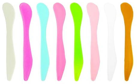 Wopanxye 24 Stück Kosmetik-Spatel für Make-up, Gesichtsmaske, Kunststofflöffel, Einweg-Schönheitswerkzeuge, 8 Farben, Mehrzweck-Mixen, Hautpflege Proben Wachsen Creme Gesichtsmaske, plastik spachtel