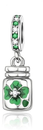 Rimgoris 925 Sterling Silver Women Bracelets Necklace Four-leaf Clover In a Bottle Pendant Women Bracelet Charm Mother's Day with Zirconia