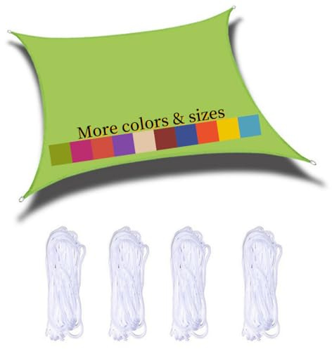 Sonnensegel Rechteckig 3x6m Wasserdicht PES Polyester 98% UV Schutz Sonnenschutz Windschutz Reißfest Wetterfest, für Balkon Terrasse Garten Schwimmbad, Grün
