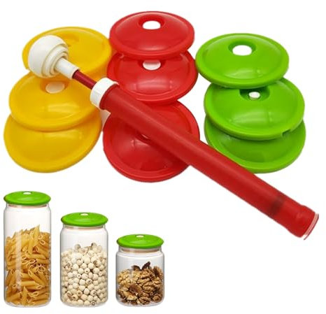 Gazocua Dosenverschließer,Einmachglas Vakuumierer,manuellen Tragbaren Vakuumpumpe,mit Vakuumpumpe Und 9 Deckeln Zur,Für Frischekonservierer,für Kleine Zusammenkünfte Und Veranstaltungen Im Freien