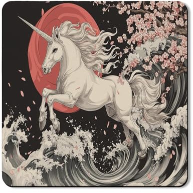 Waschmaschinen-Schutzmatte, Motiv: japanisches magisches Pferd, Vintage-Blumenmuster, Fantasie, Staubschutz, rutschfest, wasserdicht, für Heimdekoration, 61 x 61 cm