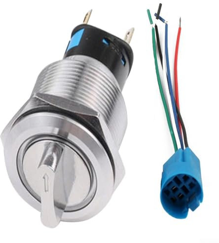 Interrupteur rotatif à verrouillage 3 positions 19 mm 110 220 V avec prise de fil pour instrumentation (vert)