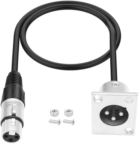 MEIRIYFA D-Typ XLR 3Pin Stecker auf XLR Buchse Pass durch Mikrofonkabel | XLR Patch Panel Mount Steckverbinder Adapter für Bühne Box, Bodenbox, Audiogeräte - 60CM
