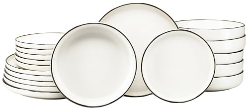 CreaTable, 24792, Serie Nordic Festive Creme, 18-teiliges Geschirrset für 6 Personen, Teller Set aus Steinzeug, spülmaschinen- und mikrowellengeeignet, Qualitätsproduktion
