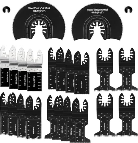 24PCS Oscillating Multi Tool Accessories, Universal Quick Release Oscillating Saw Blades for Wood & Metal