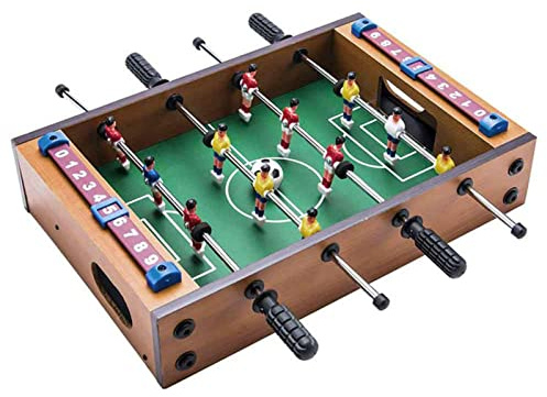 Table Football, 13.5'' Mini Foosball Table Soccer Tabletop Football w/ 2 Footballs and Soccer Keepers, Wooden Tabletop Foosball Game Accessories for Family Play Indoor & Outdoor