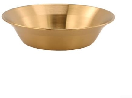 Accarugty Plato hondo redondo de acero inoxidable, bandeja de base plana profunda, vajilla contemporánea, apilable para ahorrar espacio, pulido resistente, para barbacoa (23 cm, plateado)